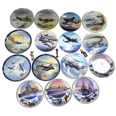 Lot 124 - Thirty-three military themed plates and plaques, including Davenport, Wedgewood