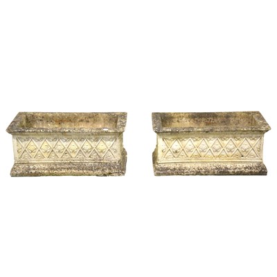 Lot 536 - Pair of Haddonstone rectangular garden planters