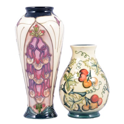 Lot 1 - Rachel Bishop for Moorcroft Pottery, 'Foxglove' pattern vase, and another