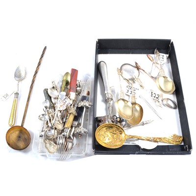 Lot 214 - Silver plated serving spoons, and other miscellany.