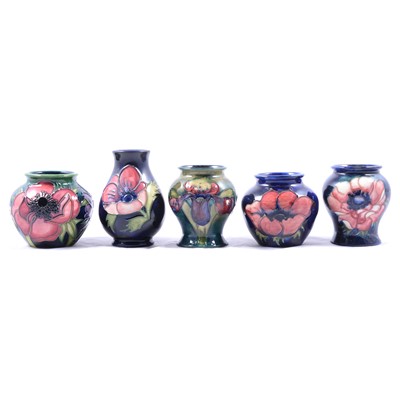 Lot 5 - Five small Moorcroft pottery vases