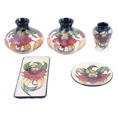 Lot 7 - Nicola Slaney for Moorcroft Pottery, five 'Anna Lily' pattern items