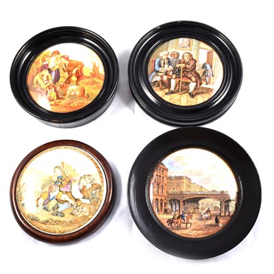 Lot 58 - Small collection of framed Prattwate pot  lids