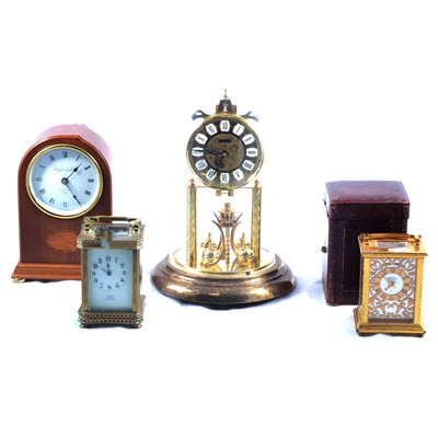 Lot 127 - French brass carriage clock, another carriage clock and two mantel clocks