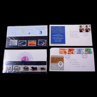 Lot 132 - Collection of stamps, mostly modern, collector's packs, First day covers, PHQ cards, etc. in four file boxes.