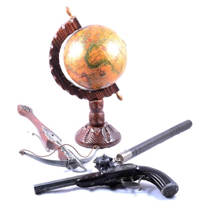 Lot 152 - Small collection of reproduction weapons, mostly Spanish, and a reproduction globe.