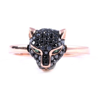 Lot 302 - Effy - a black diamond set panther ring.