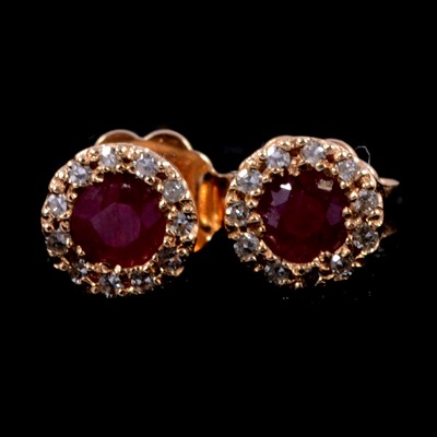 Lot 304 - Effy - a pair of ruby and diamond stud earrings.