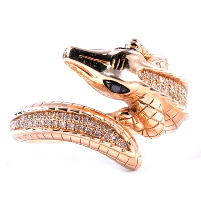 Lot 87 - Effy - a diamond set crocodile ring.