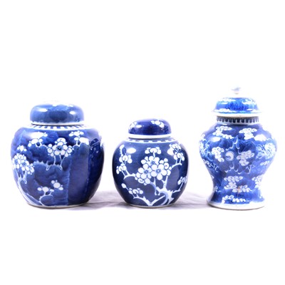 Lot 64 - Two Chinese ginger jars and covers, and a covered vase