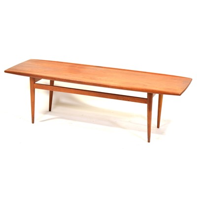 Lot 454 - Danish Mid-Century teak low profile 'Surfboard' coffee table