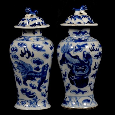 Lot 7 - Pair of Chinese porcelain covered vases