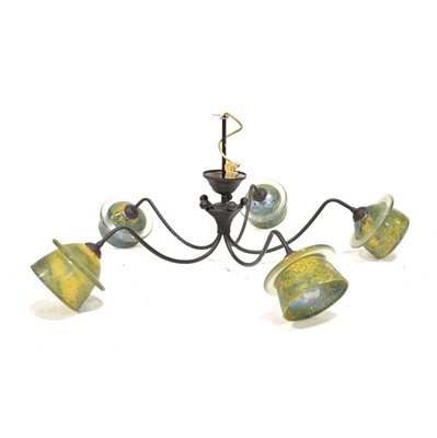 Lot 438 - Art Deco style ceiling light with Daum style glass shades