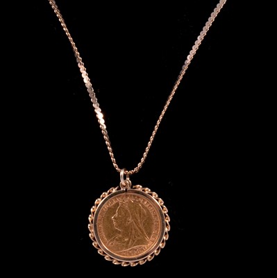 Lot 120 - A Gold Half Sovereign Coin pendant and chain.