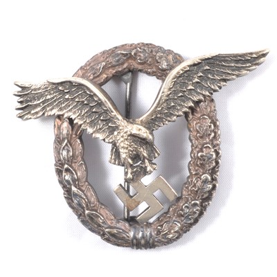 Lot 153E - German Third Reich Luftwaffe Pilot Combined Observer badge, silver