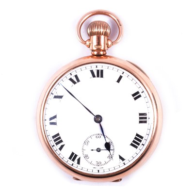 Lot 360 - A 9 carat yellow gold open face pocket watch.