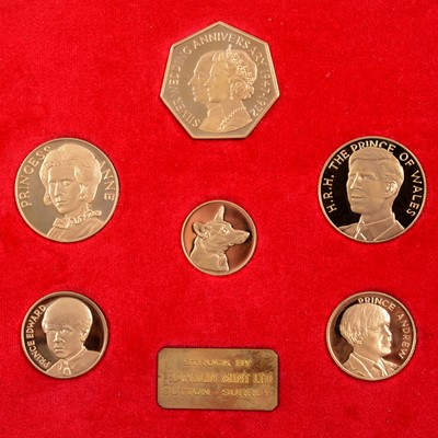 Lot 124 - The Royal Silver Wedding Coins 1972 - Authorised Mint Issue cased set of six coins in 22 carat gold.