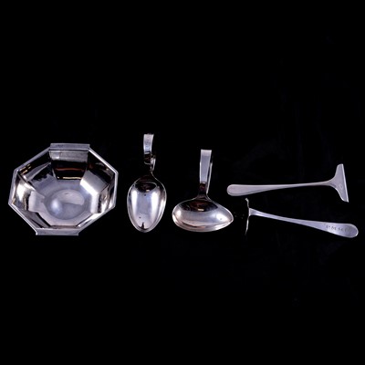 Lot 375 - Silver octagonal dish and two silver christening sets