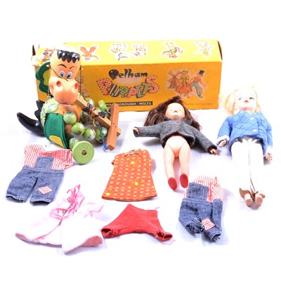 Lot 154 - CATALOGUE AMENDMENT - Six Pelham Puppets, and some Sindy AND PATCH clothing and dolls.