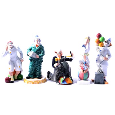 Lot 66 - Five Royal Doulton clown figurines.