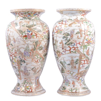 Lot 36 - Pair of Japanese bulbous-shape vases