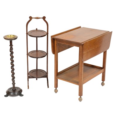 Lot 464 - Candle stand, cake stand and a trolley