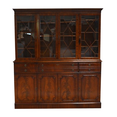 Lot 514 - Reproduction mahogany effect secretaire bookcase