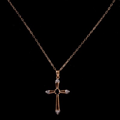 Lot 308 - Two 9 carat gold crosses and chains, one Clogau.