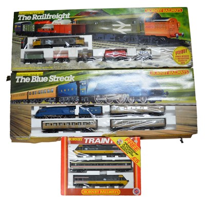 Lot 463 - Three Hornby OO gauge locomotive sets, R401, R682, R726, boxed