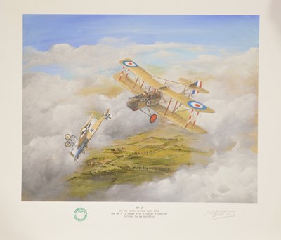 Lot 334 - G W Hutchins, A quantity of aeroplane prints and an unfinished watercolour of a Lancaster