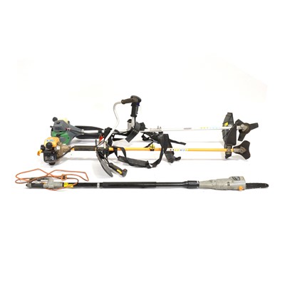 Lot 522 - Two petrol strimmers and an electric pole pruner.