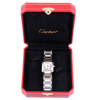 Lot 397 - Cartier - a lady's Tank Francaise quartz wristwatch.