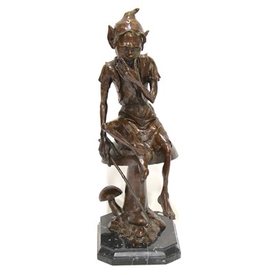 Lot 465 - Contemporary bronze sculpture, The Thinking Pixie