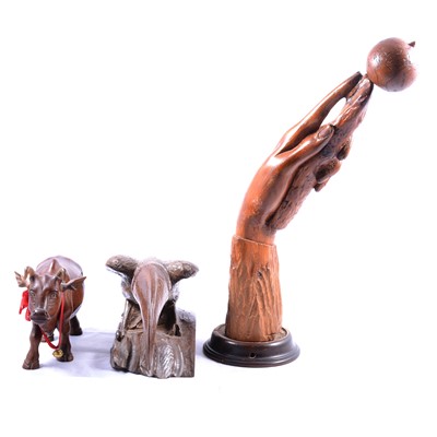 Lot 110 - C Bees, Holy Grail, and other wood carvings