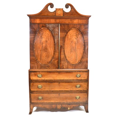 Lot 486 - George III mahogany linen press