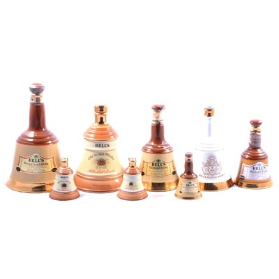 Lot 210 - Eight Bells whisky decanters, and a Bells ice bucket