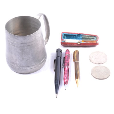 Lot 143 - Collection of coins, pens, small silver, etc.