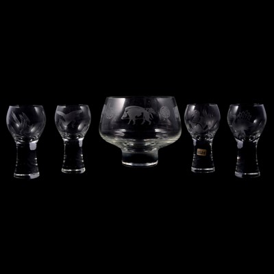 Lot 79 - Caithness studio glass bowl and four goblets