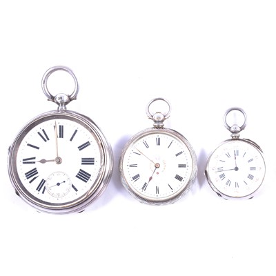 Lot 368 - A silver open face pocket watch and two fob watches.