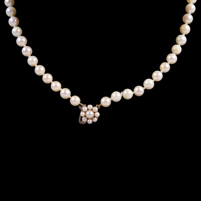 Lot 310 - A cultured pearl necklace and three row cultured pearl bracelet.