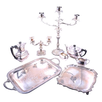 Lot 214 - Silver plated candelabra, etc.