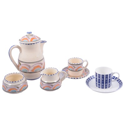 Lot 72 - Wedgwood Susie Cooper part coffee set, Mercury pattern, and a Honiton Pottery coffee set