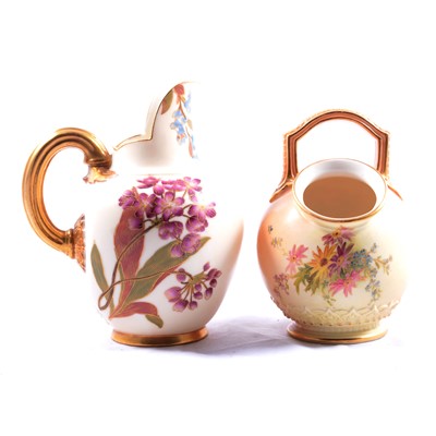 Lot 81 - Two Royal Worcester blush ivory jugs