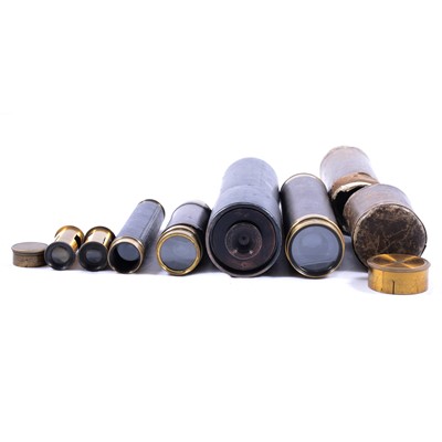 Lot 126 - Magnus brass telescope, three other telescopes and two lenses