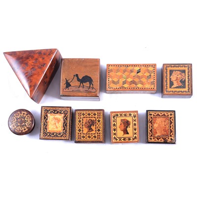 Lot 129A - Five Tunbridge stamp boxes, two other Tunbridge boxes and two other boxes