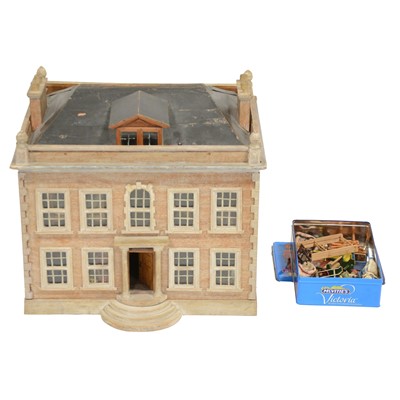 Lot 478 - Hand made Dolls house, with box of accessories,...