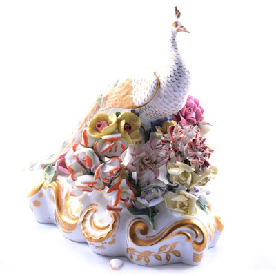 Lot 41 - Royal Crown Derby bone china model of a Peacock