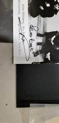 Lot 66 - The Beatles - set of four signatures of the band, together with signatures by Pete Best and George Martin