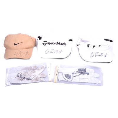 Lot 63 - Golf memorabilia: a collection of signed golf gloves, visors, and caps