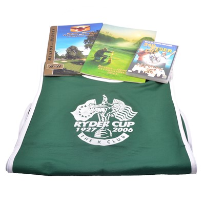 Lot 62 - Golf memorabilia: 2006 Ryder Cup Programmes, Caddy apron, etc